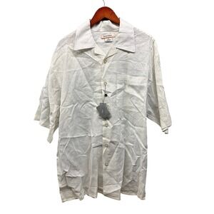 Daniel Ellissa Men's Size XL White Linen Camp Shirt Short Sleeve Casual Summer